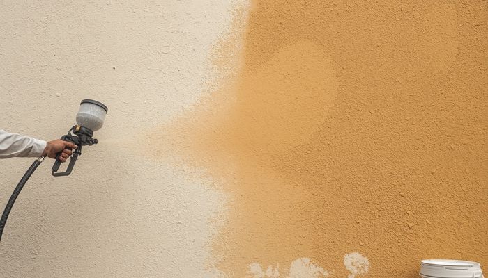 Fog coat paint being sprayed onto a surface using a paint sprayer for even coverage