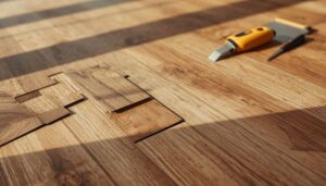 Luxury vinyl plank LVT flooring installed in a home showing wood-look design and textured surface