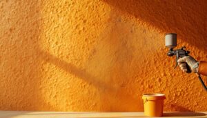 Orange peel texture on a painted interior wall showing its subtle bumpy surface pattern