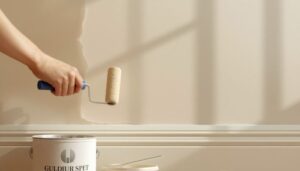 Satin finish paint on an interior wall showing its smooth sheen and light reflection